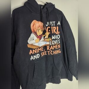 2XL Anime Graphic Black Hoodie